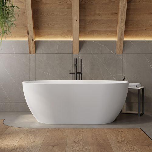 Ovale Badewanne - ARA - Riluxa - freistehend / für Wohnungen / Corian®