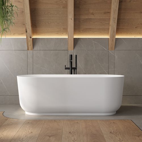 Ovale Badewanne - LYRA - Riluxa - freistehend / für Wohnungen / Corian®