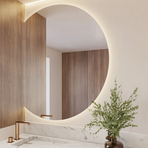 Wandmontierter Spiegel für Badezimmer - LUNA - Riluxa - für sanitäre Anlagen / modern / halbrund