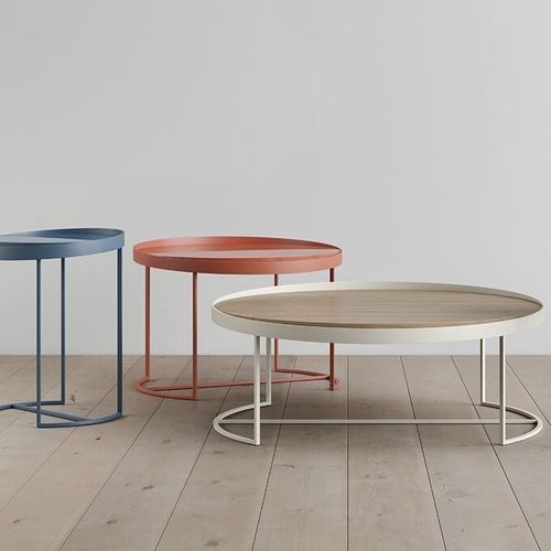 Moderner Couchtisch - Sly - STUDIO TK - lackiertes Glas / Holzfurnier / Laminat