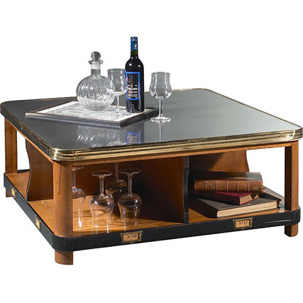 Klassischer Couchtisch - CP-094T - Félix Monge - Glas / Gestell aus Holz / quadratisch