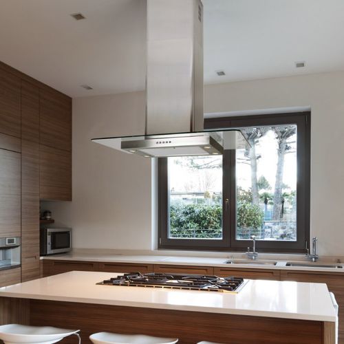 Inseldunstabzug - LA-90-ST-GL-ISL - Luxair Cooker Hoods Kitchen Extractors - mit integrierter Beleuchtung