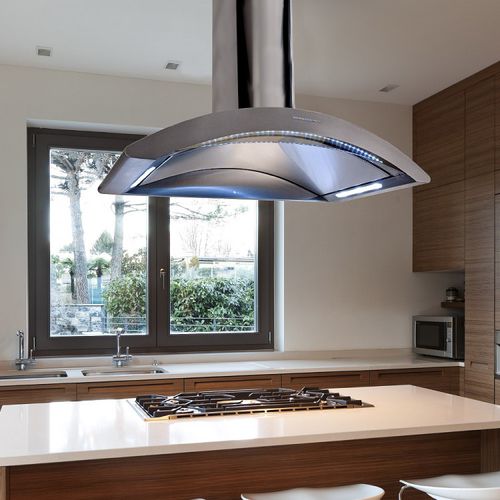 Inseldunstabzug - LA-90-CRESTA-ISL-SS - Luxair Cooker Hoods Kitchen Extractors - mit integrierter Beleuchtung / originelles Design