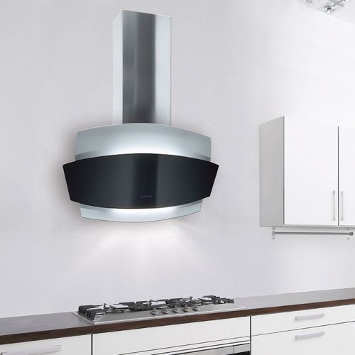 Wandabzugshaube - LA-90-AURORA-SS-BG - Luxair Cooker Hoods Kitchen Extractors - mit integrierter Beleuchtung / originelles Design / schwarz