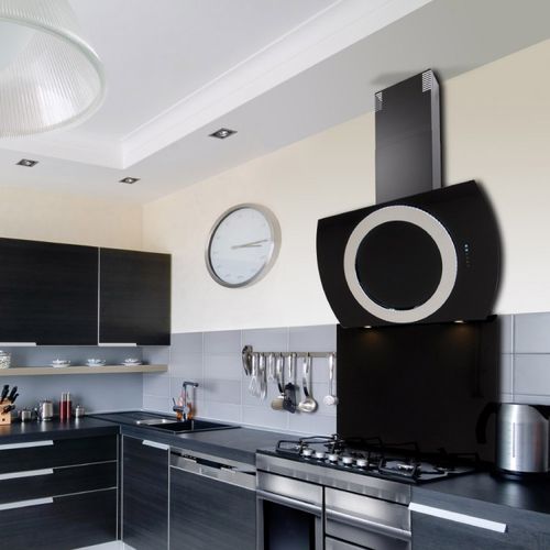 Wandabzugshaube - LA-90-LUNA - Luxair Cooker Hoods Kitchen Extractors - mit integrierter Beleuchtung / originelles Design / schwarz