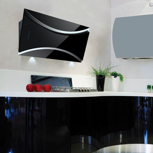 Wandabzugshaube - LA-90-NERO-BG - Luxair Cooker Hoods Kitchen Extractors - mit integrierter Beleuchtung / originelles Design / schwarz