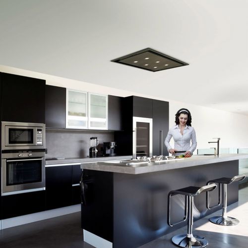 Deckenmontierter Dunstabzug - LA-90-ANZI - Luxair Cooker Hoods Kitchen Extractors - mit integrierter Beleuchtung / schwarz
