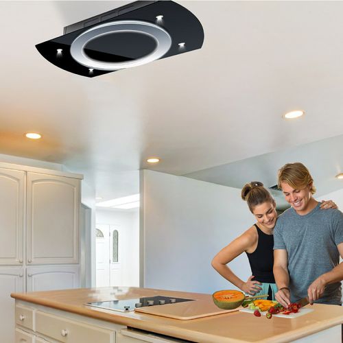 Deckenmontierter Dunstabzug - LA-90-LUNA-STRATOS-BLK - Luxair Cooker Hoods Kitchen Extractors - Umluft / mit integrierter Beleuchtung / originelles Design
