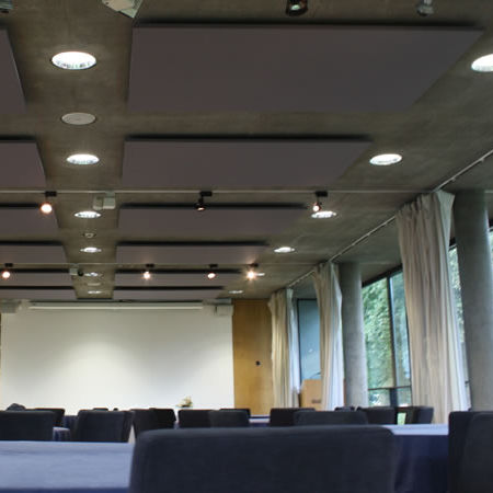 Akustikplatte für Decke - SERENITY CLOUD - Moving Designs Ltd - hängend / Stoff / rechteckig