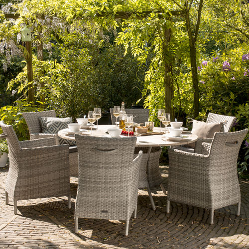 Moderne Tisch- und Stuhlkombination - JAVA PROVENCE - Hartman Outdoor Products BV - für Garten / geflochtenes Harz / rund