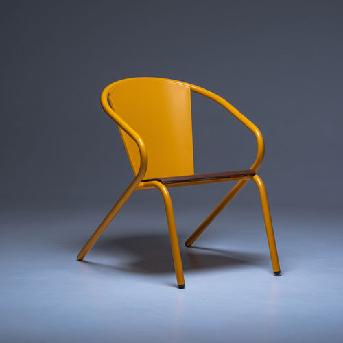 Moderner Sessel - BICAlounge CLASSIC - BICA chair - Holz / Edelstahl / gelb