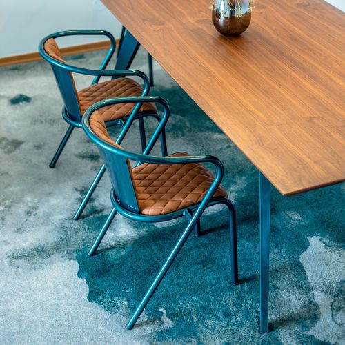 Moderne Tisch- und Stuhlkombination - BICAdine & BICAchair - BICA chair - für den Innenraum / Holzfurnier / Massivholz