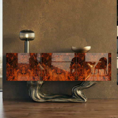 Sideboard mit hohen Beinen - HYPERION - KARPA - originelles Design / Nussbaum / Harz