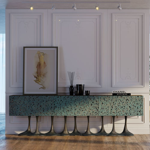 Sideboard mit hohen Beinen - JANUS  - KARPA - originelles Design / Holz / Harz