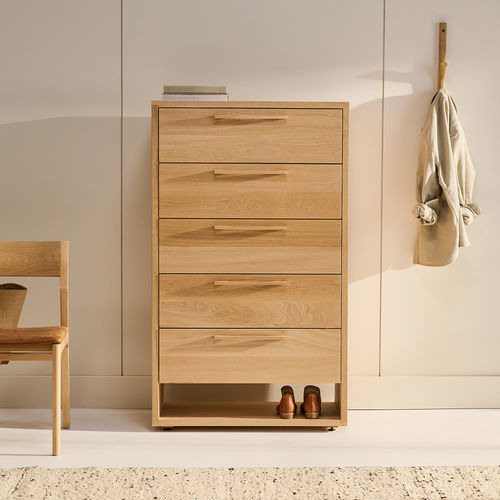 Hohe Kommode - S107 - KASTELLA - modern / Ahornholz / amerikanischer Nussbaum