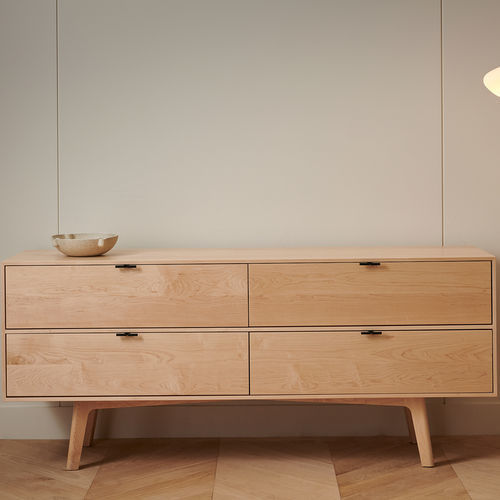 Moderne Kommode - S108  - KASTELLA - Ahornholz / amerikanischer Nussbaum / gebleichte Eiche