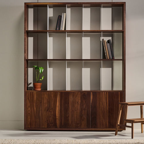 Modernes Bücherregal - S304 series - KASTELLA - amerikanischer Nussbaum / gebleichte Eiche / Weißeiche