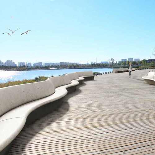Moderne Bank für den öffentlichen Raum - PHOENIX - PREFAC MYWAY - Beton / mit Rückenlehne / modular