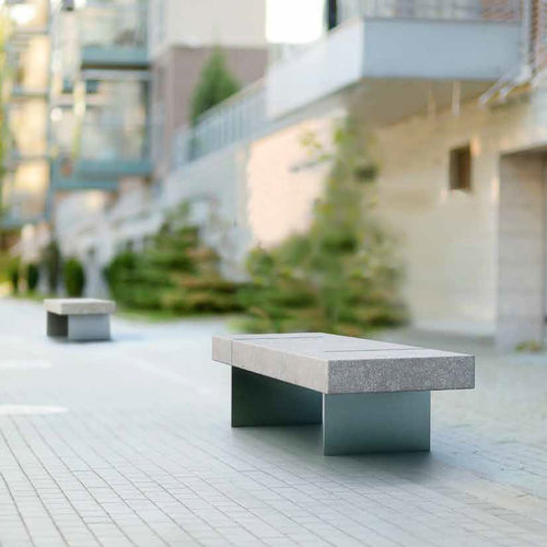 Moderne Bank für den öffentlichen Raum - TILA TWO - PREFAC MYWAY - galvanisiertem Stahl / Beton