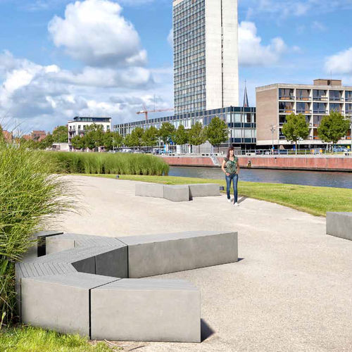 Moderne Bank für den öffentlichen Raum - HEPTA - PREFAC MYWAY - Beton / modular
