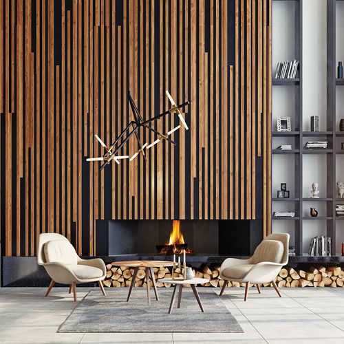 Geschlossene Feuerstelle / Holz - VINCI ONE - Polyflam - mit 1 Sichtseite / mit 3 Sichtseiten / Cortenstahl