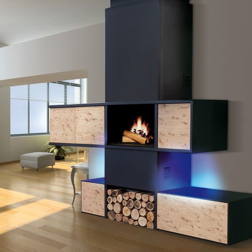 Holzkamin - OTTAWA - Polyflam - freistehend / für Wandmontage / Einseitig