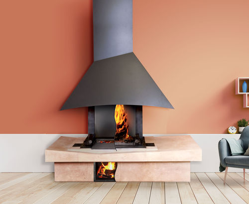 Holzkamin - Polyflam System - Polyflam - freistehend / für Wandmontage / Einseitig