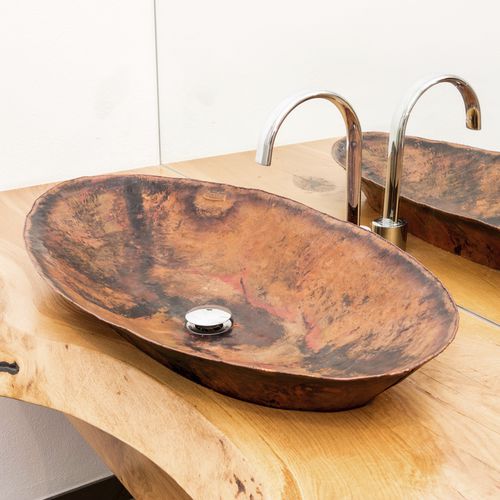 Aufsatzwaschbecken - KEEWEE - teviaq - Kupfer / oval / modern