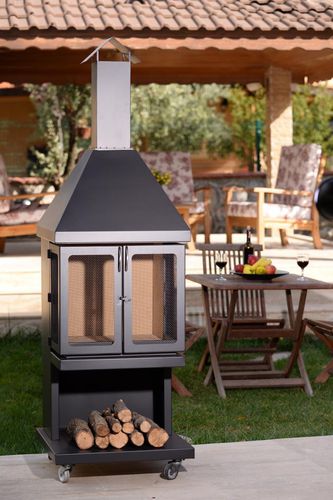 Holzkamin - SONSY SQUARE - NMA PASLANMAZ - freistehend / Einseitig / für Außenbereich