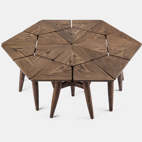 Moderner Beistelltisch - MOOVE - VOGEL - Iroko / Gestell aus Iroko / rechteckig