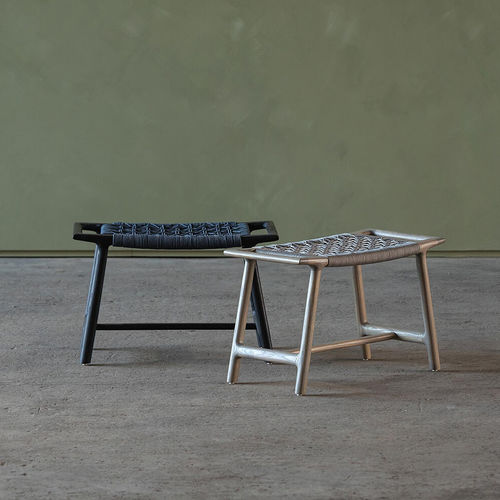 Moderner Hocker - RUS - VOGEL - Kordel / Gestell aus Iroko / Polster