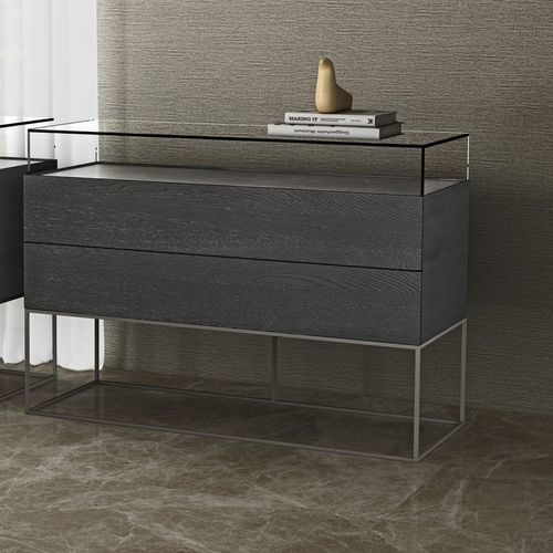 Moderne Kommode - KLAS 2D - EMEDE - lackiertes Holz / Glas / Keramik