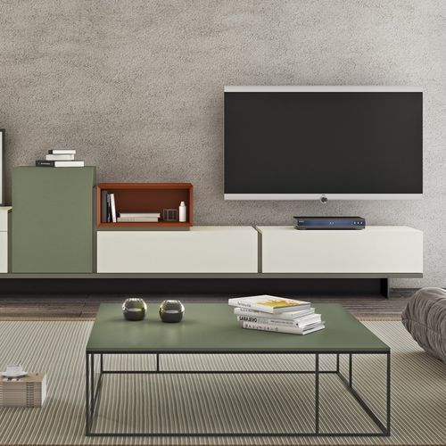 Moderner Couchtisch - KU - EMEDE - Holz / Gestell aus Metall / rechteckig
