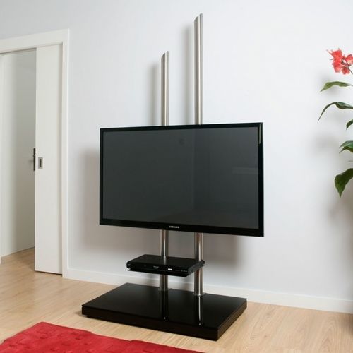 Moderner TV-Ständer - SP NIGRO - SERI STYLU - mit Halterung für DVD-Player / mit verdeckter Verkabelung / mit Regal