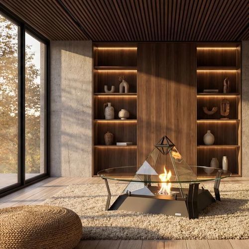 Moderner Couchtisch - CRYSTAL-LOUVRE - bioKamino - Kristall / Metall / Gestell aus Metall