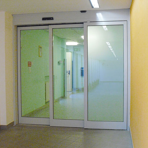 Tür für Innenbereich - HB-TAITS2 - Label S.p.A. - Edelstahl / teleskopisch / halbverglast