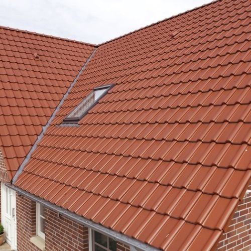 Verfalzt-Dachziegel - RT 871 - Randers Tegl A/S - Ton / Großformat / rot