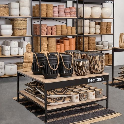 Holz-Präsentierregal - Herstera Garden S.L. - Metall / vierseitig / 5 Regalbretter