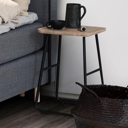 Moderner Nachttisch - ADD-ON FLOOR WHITE WASHED - Jensen - Massivholz / lackierter Stahl / quadratisch
