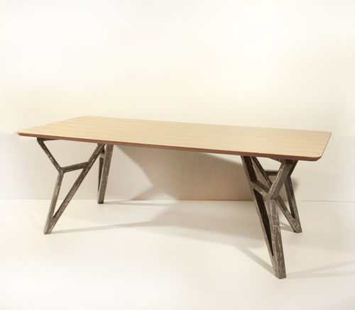 Moderner Esstisch - SPOKE - KD Stripes - Holzfurnier / Gestell aus Furnierholz / rechteckig