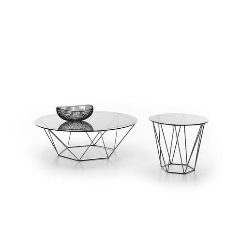 Moderner Couchtisch - Six  - OLTA - Glas / Marmor / Gestell aus bemaltem Stahl