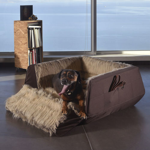 Stoff-Hundebett - POUFOMANIA - Kunstfell / beweglich / maschinenwaschbar