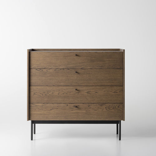 Moderne Kommode - CANELLI - ZEGEN - Eiche / Holzfurnier / aus lackiertem Stahl