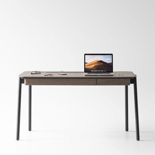 Schreibtisch / originelles Design - FRIENDLY - ZEGEN - Eiche / Holzfurnier / aus lackiertem Stahl