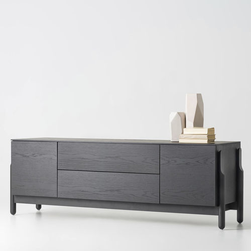 Modernes Fernsehmöbel - ASH - ZEGEN - lowboard / Holzfurnier / schwarz