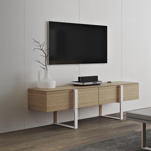 Modernes Fernsehmöbel - GRID - ZEGEN - lowboard / Holzfurnier / Laminat