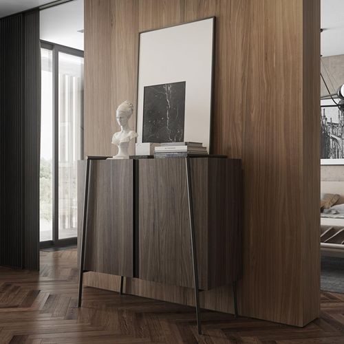 Sideboard mit hohen Beinen - DUOO - ZEGEN - modern / Holzfurnier / Metall