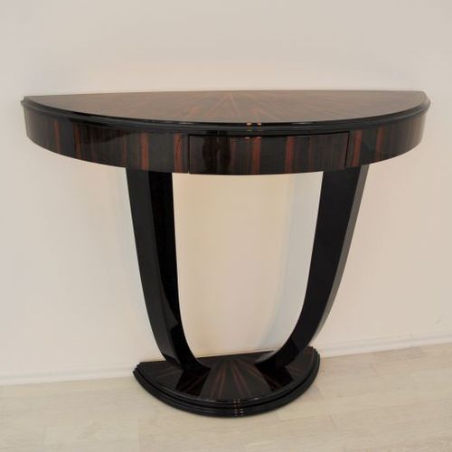 Konsolentisch / Art Deco - OAM00313 - Münsterland Gruppe GmbH & Co. KG - Macassar-Ebenholz / halbrund / mit Schublade