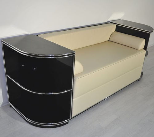 Sofa / Art Deco - OAM00005 - Münsterland Gruppe GmbH & Co. KG - Leder / Holz / Zweisitzer