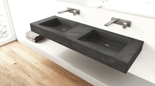 Wand-Waschbecken - SLANT 07 DOUBLE - Gravelli - Beton / doppelt / rechteckig